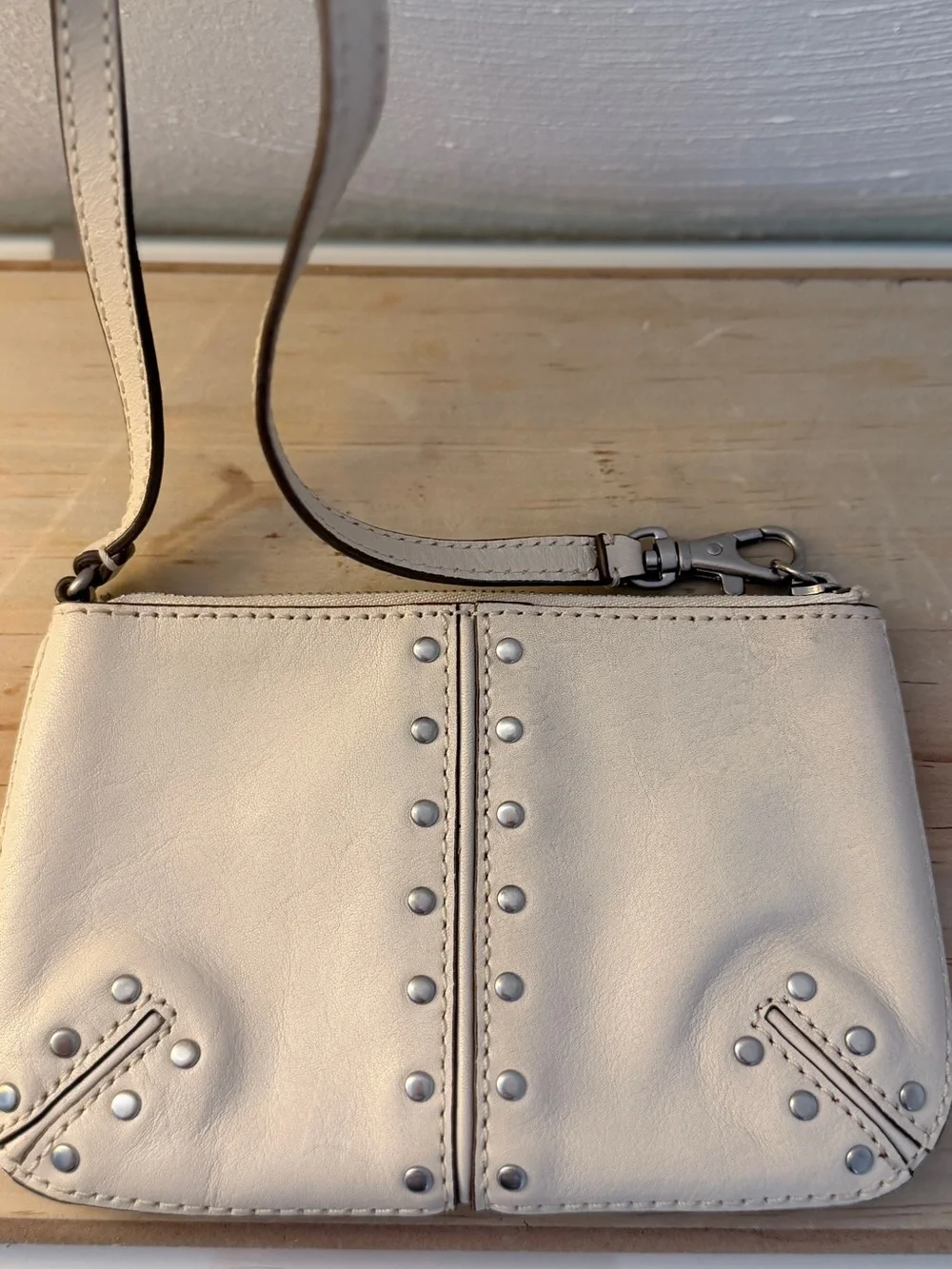 Michael Kors Light Cream Leather Studded Wristlet